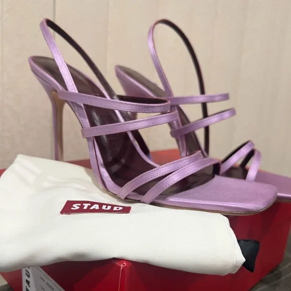 NEW STAUD lilac anise cage satin heel